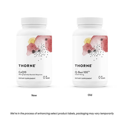 THORNE CoQ10 (Formerly Q-Best 100) - 100mg Optimally Absorbed Ubiquinone - Gluten-Free Dietary Supplement Support for Heart Health & Brain Function - 60 Gelcaps