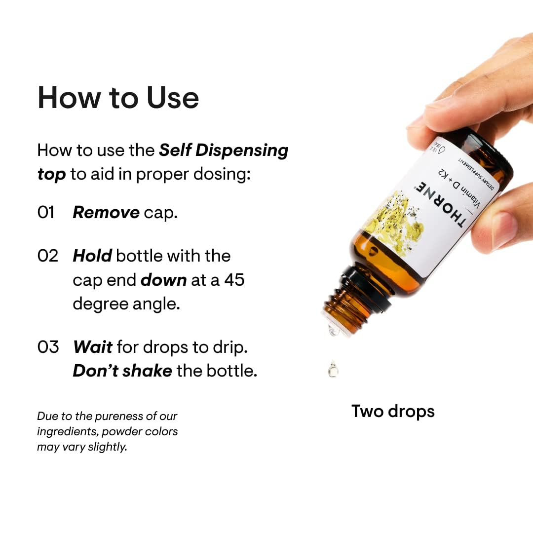 THORNE Vitamin D + K2 Liquid with a metered Dispenser - Vitamins D3 and K2 to Support Healthy Bones and Muscles* - 1 Fl Oz (30 ml) - 600 Servings