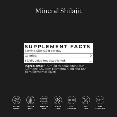 CYMBIOTIKA Pure Shilajit Resin with Elemental Gold, Fulvic Acid, 84+ Trace Minerals, Digestive & Immune Supplement to Support Focus & Energy, Overall Health, High Potency, Vegan, Non GMO, 15g Jar