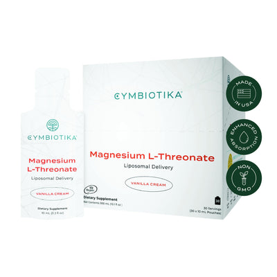 CYMBIOTIKA Magnesium Threonate for Enhanced Mental Clarity & Tranquility – Supports Cognitive Wellness, Daily Calm & Balanced Mood, Fast-Acting Formula with Travel 10 mL Pouches, 30 Servings