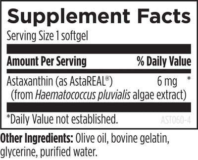 Designs for Health Astaxanthin - Microalgae (Haematococcus Pluvialis) Extracted Carotenoid Antioxidant Supplement - Support for Cardiovascular, GI, Skin + Eye Health (60 Softgels)