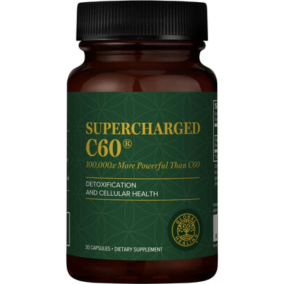 Global Healing Center Supercharged C60 - Micro-Activated Carbon Fullerene w/Organic MCT Powder, 10 Times More Powerful Than Regular C60 Supplements - Helps Detoxification, Aging (30 Capsules)