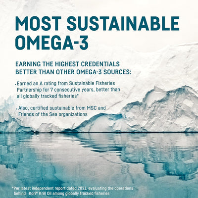 Kori Krill Antarctic Krill Oil Omega 3 Supplement, EPA & DHA, Krill Oil Supplements with Superior Absorption vs. Fish Oil, 800 mg, 90 softgels
