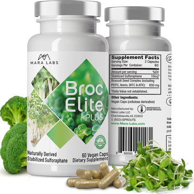 Mara Labs Broc Elite Plus | Broccoli Supplement w/Stabilized Sulforaphane Extract | Zero Glyphosate Residue | 60 Vegetable Capsules